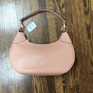 Coach Pebbled Leather Crescent Hobo Shoulder Bag in Blush